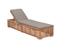 vidaXL Sun Lounger with Dark Grey Cushion Solid Teak Wood