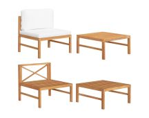 vidaXL 2 Piece Garden Lounge Set with Cream Cushions Teak Wood