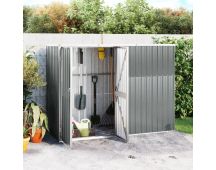 vidaXL Garden Tool Shed Grey 225x89x161 cm Galvanised Steel