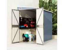 vidaXL Wall-mounted Garden Shed Grey 118x194x178 cm Galvanised Steel