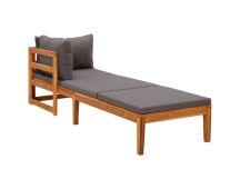 vidaXL Sun Lounger with 1 Armrest Dark Grey Solid Acacia Wood