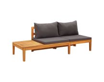 vidaXL Garden Bench with Table Dark Grey Cushions Solid Acacia Wood