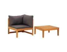 vidaXL 2 Piece Garden Lounge Set with Dark Grey Cushions Acacia Wood