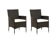 vidaXL Garden Chairs with Cushions 2 pcs Poly Rattan Black