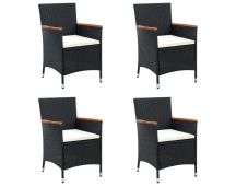 vidaXL Garden Dining Chairs 4 pcs Poly Rattan Black