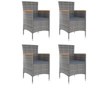 vidaXL Garden Dining Chairs 4 pcs Poly Rattan Grey