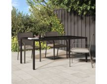 vidaXL Garden Table Brown 190x90x75 cm Tempered Glass and Poly Rattan