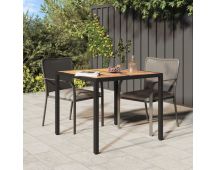 vidaXL Garden Table 90x90x75 cm Poly Rattan and Acacia Wood Black