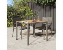 vidaXL Garden Table 90x90x75 cm Poly Rattan and Acacia Wood Grey