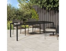 vidaXL Garden Table Black 250x100x75 cm Tempered Glass and Poly Rattan