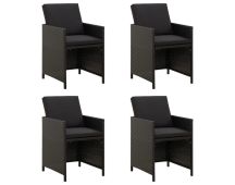 vidaXL Garden Chairs with Cushions 4 pcs Poly Rattan Black