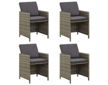 vidaXL Garden Chairs with Cushions 4 pcs Poly Rattan Grey