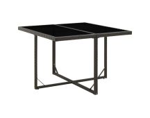 vidaXL Garden Table Black 109x107x74 cm Poly Rattan and Glass