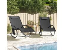 vidaXL Rocking Sun Loungers 2 pcs Black Steel and Textilene