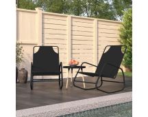 vidaXL Rocking Sun Loungers 2 pcs Black Steel and Textilene