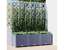 vidaXL Garden Planter with Trellis Dark Grey 120x40x136 cm PP