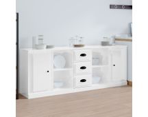 vidaXL Sideboards 3 pcs High Gloss White Engineered Wood