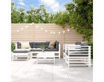 vidaXL 7 Piece Garden Lounge Set with Cushions White Solid Wood