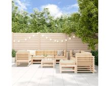 vidaXL 10 Piece Garden Lounge Set with Cushions Solid Wood