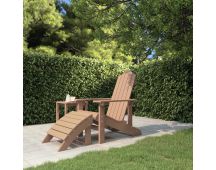 vidaXL Garden Adirondack Chair with Footstool HDPE Brown