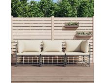 vidaXL 3 Piece Garden Lounge Set with Cushions Anthracite Poly Rattan