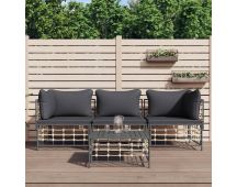 vidaXL 4 Piece Garden Lounge Set with Cushions Anthracite Poly Rattan