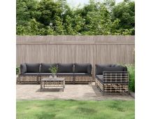 vidaXL 8 Piece Garden Lounge Set with Cushions Anthracite Poly Rattan