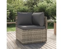 vidaXL Garden Corner Sofa with Cushion Grey 57x57x56 cm Poly Rattan