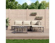 vidaXL 5 Piece Garden Lounge Set with Cushions Anthracite Poly Rattan