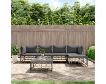 vidaXL 6 Piece Garden Lounge Set with Cushions Anthracite Poly Rattan