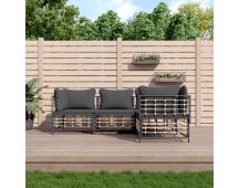 vidaXL 4 Piece Garden Lounge Set with Cushions Anthracite Poly Rattan