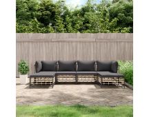 vidaXL 6 Piece Garden Lounge Set with Cushions Anthracite Poly Rattan