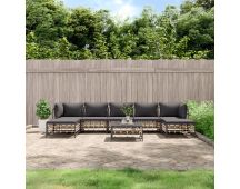 vidaXL 8 Piece Garden Lounge Set with Cushions Anthracite Poly Rattan