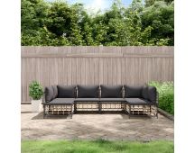 vidaXL 6 Piece Garden Lounge Set with Cushions Anthracite Poly Rattan