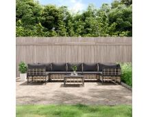 vidaXL 8 Piece Garden Lounge Set with Cushions Anthracite Poly Rattan