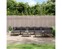 vidaXL 10 Piece Garden Lounge Set with Cushions Anthracite Poly Rattan