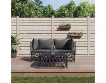 vidaXL 3 Piece Garden Lounge Set with Cushions Anthracite Steel