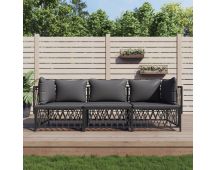 vidaXL 3 Piece Garden Lounge Set with Cushions Anthracite Steel