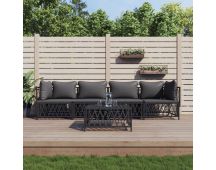 vidaXL 5 Piece Garden Lounge Set with Cushions Anthracite Steel