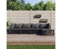 vidaXL 5 Piece Garden Lounge Set with Cushions Anthracite Steel