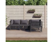 vidaXL 4 Piece Garden Lounge Set with Cushions Anthracite Steel