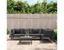 vidaXL 6 Piece Garden Lounge Set with Cushions Anthracite Steel