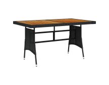 vidaXL Garden Table Black 130x70x72 cm Poly Rattan & Solid Acacia Wood