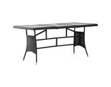 vidaXL Garden Table Black 170x80x74 cm Poly Rattan