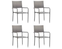 vidaXL Garden Dining Chairs 4 pcs Stackable Grey Poly Rattan