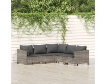 vidaXL 5 Piece Garden Lounge Set with Cushions Grey Poly Rattan