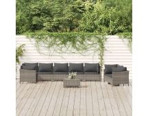 vidaXL 9 Piece Garden Lounge Set with Cushions Grey Poly Rattan