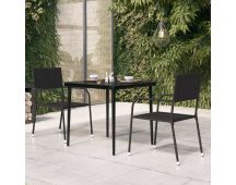 vidaXL Garden Dining Table Black 80x80x74 cm Steel and Glass