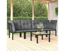 vidaXL 5 Piece Garden Lounge Set Black and Grey Poly Rattan