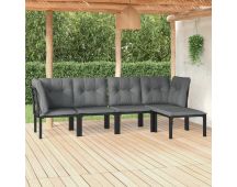 vidaXL 5 Piece Garden Lounge Set Black and Grey Poly Rattan